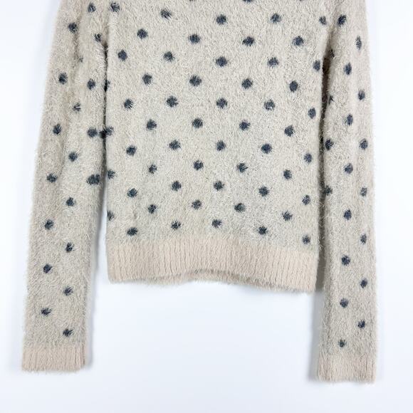 Moth Anthropologie Dotted Woolly Sweater Fuzzy Eyelash Pullover Tan Womens Sz S - Picture 10 of 11